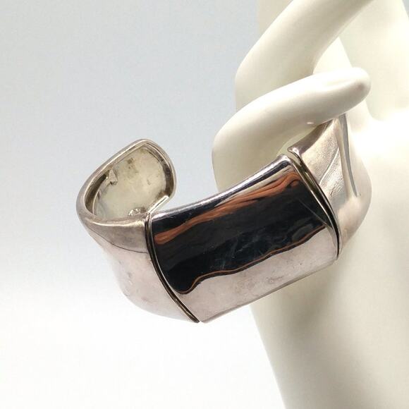 Monet Wide Reflective Silver Tone Cuff Bracelet, 6 Inches - Picture 7 of 10